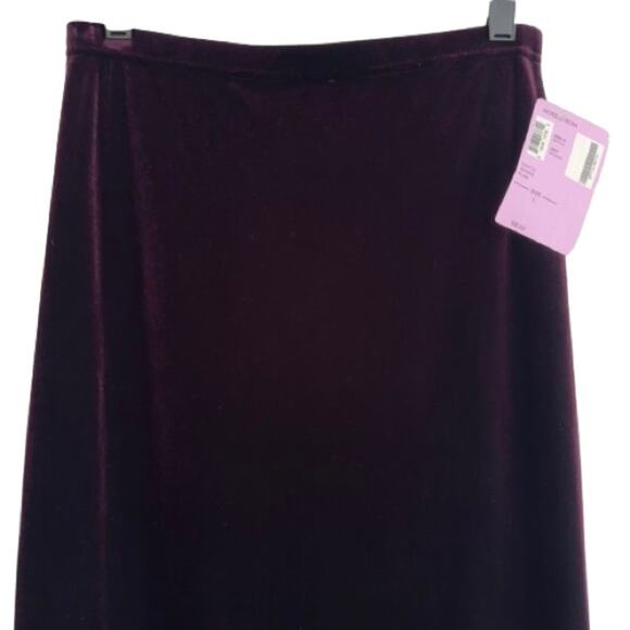 Tadashi Vintage Maxi Skirt Plum Velvet Side Slits Dressy Formal USA Medium NEW - Picture 3 of 12